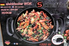 Scheffler EFP-006 Elektro Wok Brat Multi Pfanne Deckel Antihaft Ø 27cm 1500W BLK