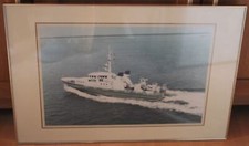 Foto coloriert  Zollboot  /  Zollkreuzer Emden  gerahmt  Ostfriesland  ca. 1982