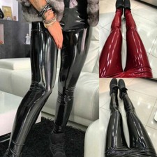 Damen PU-Leder Leggins Fitness