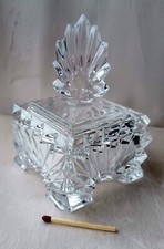 Vintage Blei- Kristall dekoratives Deckel Glas vier eckig West Germany