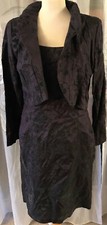 Elegantes DESIGNER Ensemble KLEID & BOLERO Jacke Gr S Schwarz Lila EDEL & LEICHT