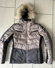 ICEPEAK Damen Skijacke 38 Taupe beige Mütze Fell fast neu TOP