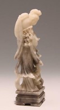 Chinese Soapstone Figure of a Woman with Flower Basket
