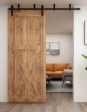 Schiebetürschienen-Set für Holztüren, CCJH 200cm 6,6 Fuß, J Form u. Zubehör