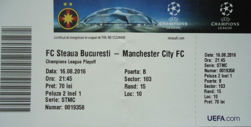 Ticket uefa 2016 - uefa, steaua