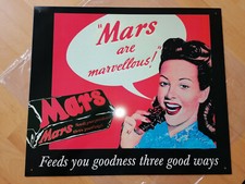 großes MARS BLECHSCHILD  90er Jahre im Vintage Stil der 50er 39x 33,5 cm NEU OVP