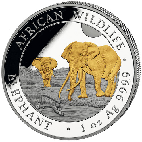 Silbermünze elefant african - elefant,