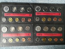 Kursmünzensatz 1973 - D, F, G und J  Polierte Platte Noppenfolie