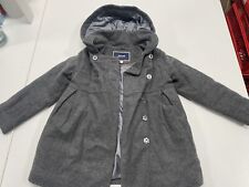 JACADI schicker Wollmantel Gr. 104 Grau Mädchen mit Kapuze Mantel #PAT