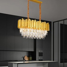 Luxury 3-Tier Kristall Kronleuchter Gold 10xE14 Lichter,für Küche,Wohnzimmer