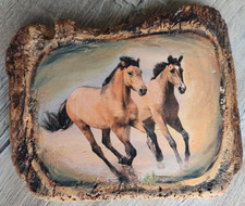 Ölgemälde Holz Pferde Balsaholz Wandbild