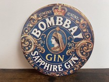 BOMBAY GIN Blechschild 20cm Werbeschild Retro Vintage Deko Bar PARTY KELLER