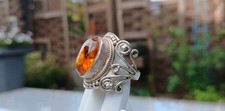 Antiker Silberring mit Bernstein Fossil (Insekten Einschluss) RAR Ringgröße 53