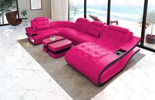 Wohnlandschaft Leder Sofa LED