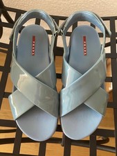 Prada Sandaletten Leder Lackleder blau Sandalen 38,5  38 1/2 - 39