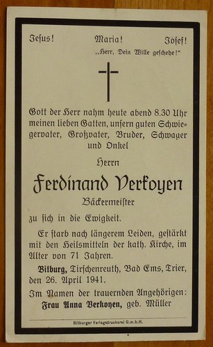 1941 sterbebild ferdinand - sterbebild,