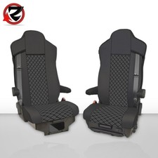 Sitzbezüge 1+1 Passend Für Iveco S Way ab 2021 Sitzauflagen Schwarz Kunstleder