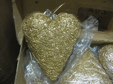 6x Weihnachstdeko Baumschmuck Herz gold 15x11,5cm Tischdeko Sonder Posten