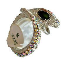 großer SCHLANGE Folklore Schmuck Ring silber + STRASS multicolor Gr. 18