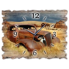 BM Holz Wanduhr leise lautlos Funkwanduhr gross XXL Shabby Vintage 10037-H1-funk