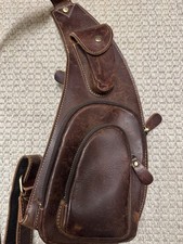 Herren Echtes Leder Brusttasche Umhängetasche 