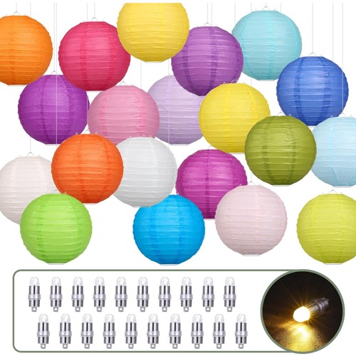Papierlaternen 25cm bunt mit - 25cm,