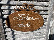 Zickenstube blechschild rost - blechschild,