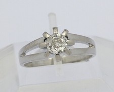 ♦ Ring 14 kt 14k 585 er Weiß Gold mit Solitär Brillant Diamant Brillanten 0,5 ct