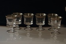 Murano Medici 6 Weingläser Platinrand Gravur Ziseliert Vintage 