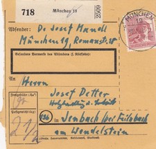 Paketkarte 1947: München 19