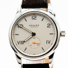 Nomos Glashütte Club 38 Campus Uhr Ref.735 Edelstahl Leder Handaufzug 38mm