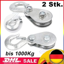 2x Umlenkrolle Seilrolle für elektrische Seilwinde Forst Seilrollen mit Haken 1T