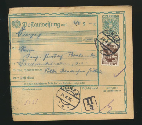 Groschen postanweisung 1936 - groschen,