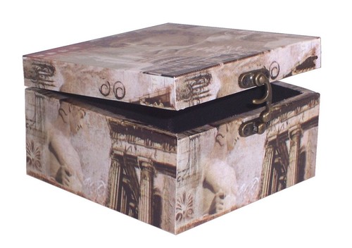 452 holz box - box, leinenoptik
