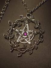 Damen Pentagramm Halskette in Silber Hexen Gothic Satanist Teufelsanbeter