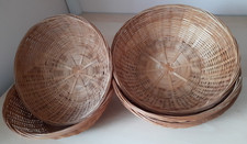 4 Bambus-Brotkörbe, runde Weidenkörbe, natürlicher Bambus-Weidenkorb für Brot.