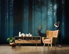 Fototapete Wald Hirsch Schwarz