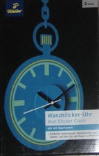 TCM 3tlg Wandsticker-Uhr🕰 Wandtattoo Blau Grün Taschenuhr Quartzuhrwerk NEU OVP