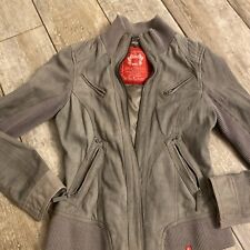 Esprit Lederjacke Damen Grau Wildleder Größe M Neu Strick Echtleder