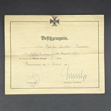 BESITZZEUGNIS EISERNES KREUZ
