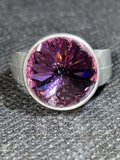 Ring,rund mit Lila Stein,RG 54, verstellbar, 9.1g, D.-1.5cm