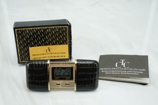 Mini Reisewecker Vintage Digital Quartz Schlangenleder Optic braun rot