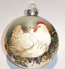 MARK ROBERTS "Weihnachtskugel-Glas champagner Ø 10 cm Nostalgie Nr. 3 Huhn