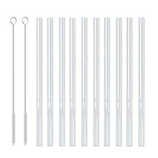 10x Glas Strohhalme Lang
