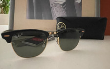 Orig. Ray-Ban CLUBMASTER RB3016 901/58 51_21 145 3P Schwarz Gold POLARIZED NEU