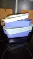Tupperware Four Seasons Lunchbox  2,6 L & 1,6 L Gitter Lila RAR Retro Picknick 