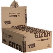 GIZEH Unbleached King Size Slim + Tips 26x34 Blatt Drehpapier