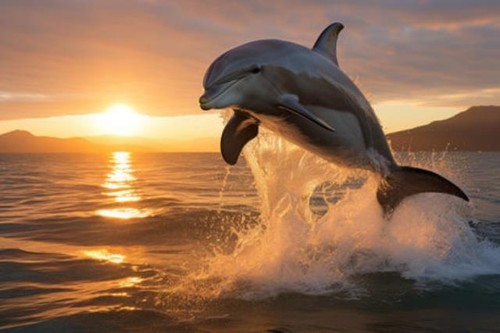 Wandbild ein delphin der - ein, delphin,