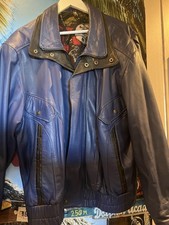 Herren Lederjacke 50 Blau-schwarz Lammleder, extravagantes Futter