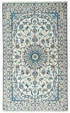 Perserteppich Nain 9LA 204 x 124 cm Orientteppich mit Seide - Beige